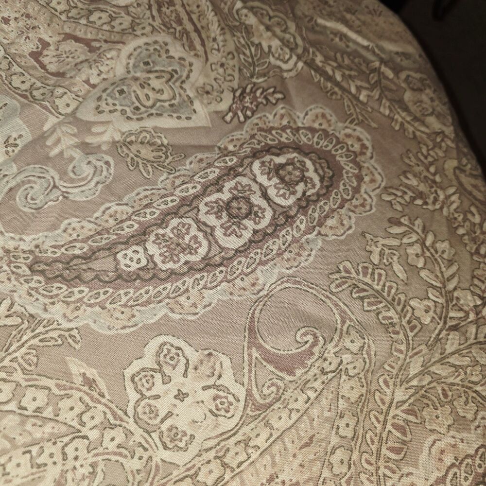 POTTERY BARN GWENN 92x88 Full/Qn Brown Paisley Linen Blend Duvet &2 Pillow Shams - Picture 3 of 7
